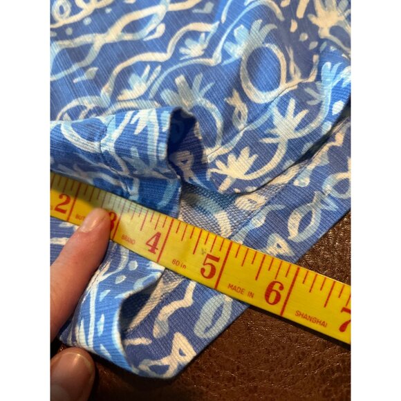 Southern Tide Womens Blue White Cotton Shorts Sz 2 Tropical Tribal Print Preppy - Picture 7 of 7